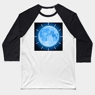 Blue Super Moon Glowing With Blue Halo Clock Baseball T-Shirt